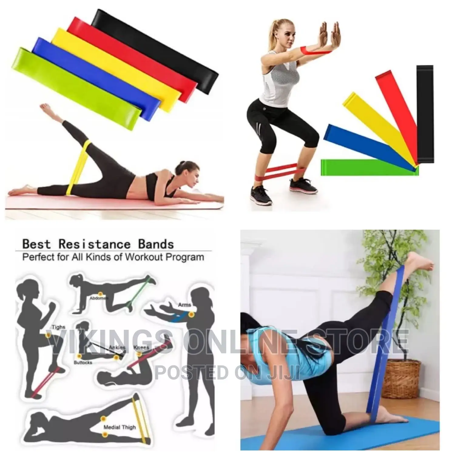 5 Piece Fitness Exercise Resistance Band Belt,Multi Colours