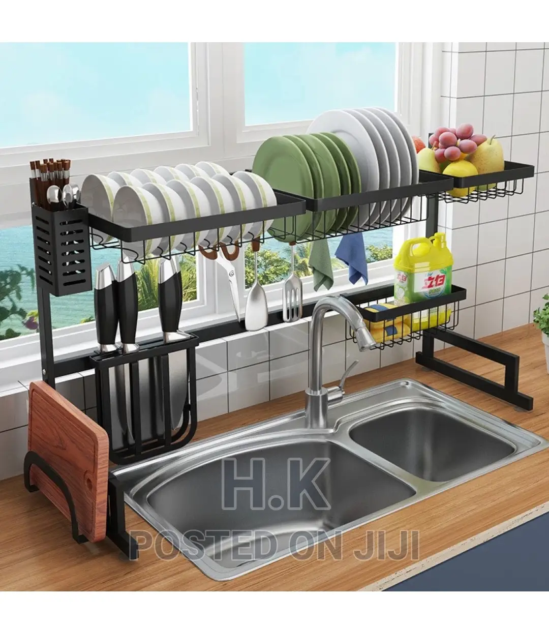 Double Sink Kitchen Utensil/Dish Drainer
