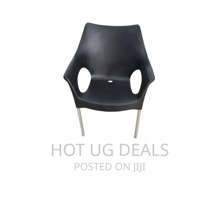 Plastic Chair With Alluminium Legs- Black Colour