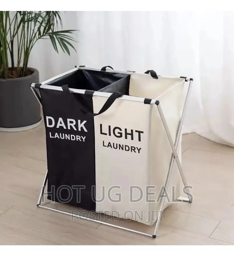 Laundry Foldable Basket 2 in 1 Section - Color May Vary