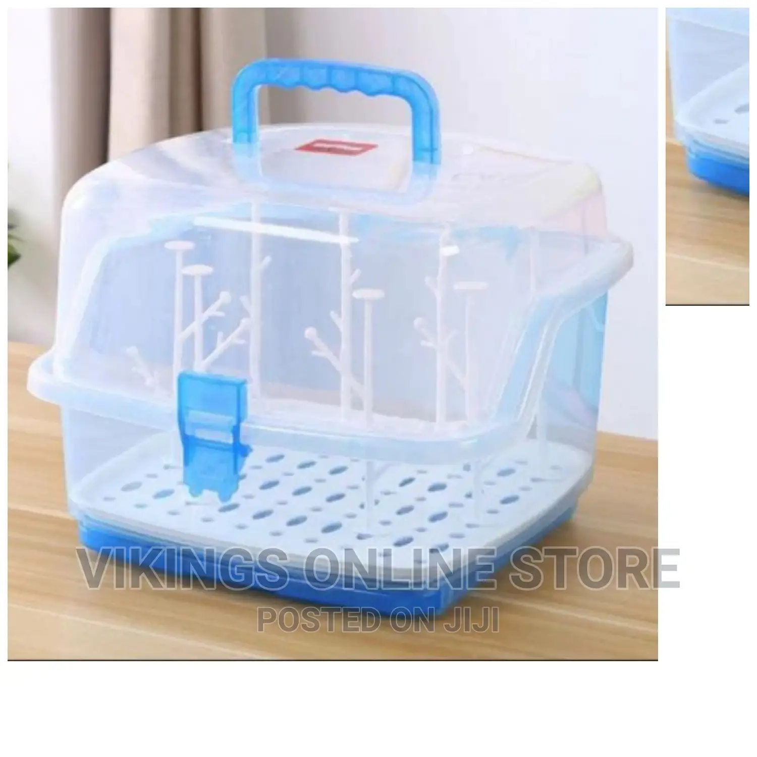 Baby Bottle Drying Rack Storage Box Anti-Dust Cover, Blue