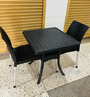 Armless Chairs and Black Square Table