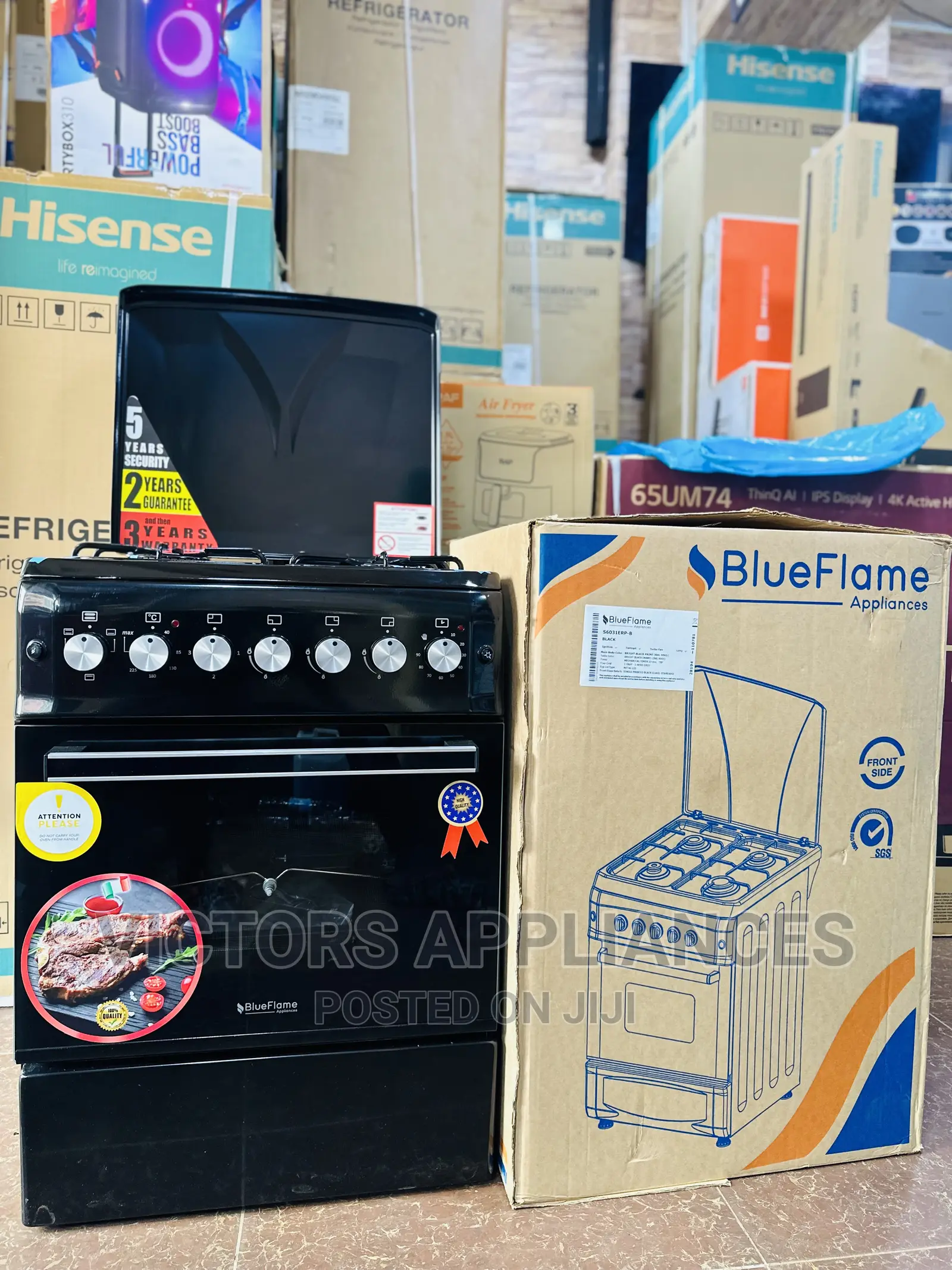 Blueflame Cooker 3gas 1electric 60x60cm Black