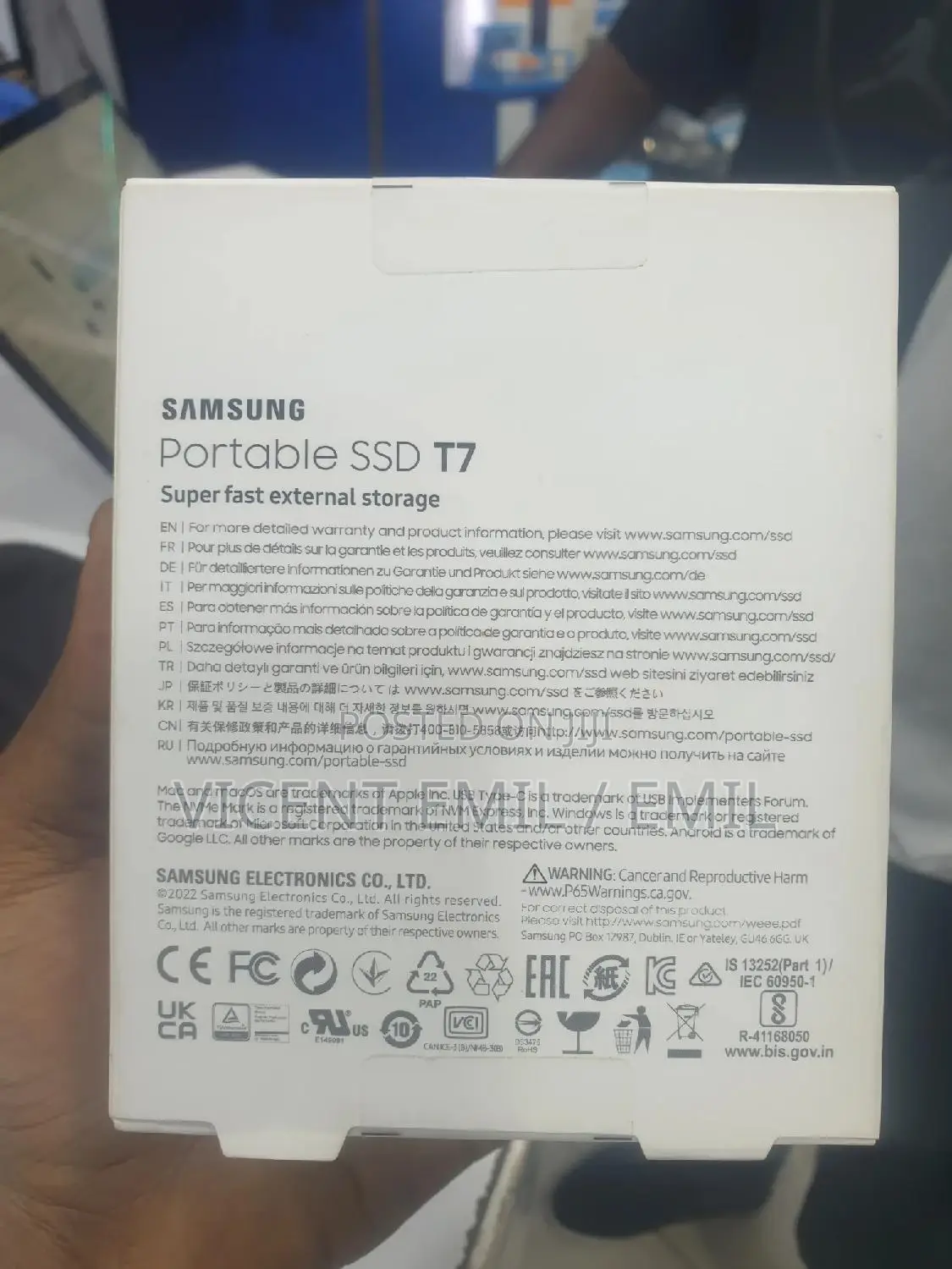 External Harddrive SSD T7 500GB Samsung