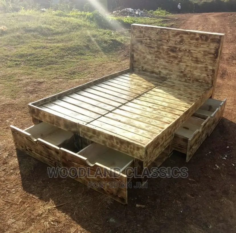 Pallet Bed (5 by 6) With Storage Unit in Nakawa Furniture, Woodland