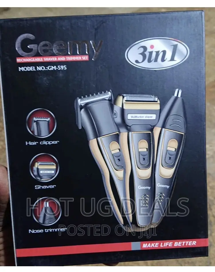 Geemy 3in1 Rechargeable Shaver Trimmer Hair Clipper- Black