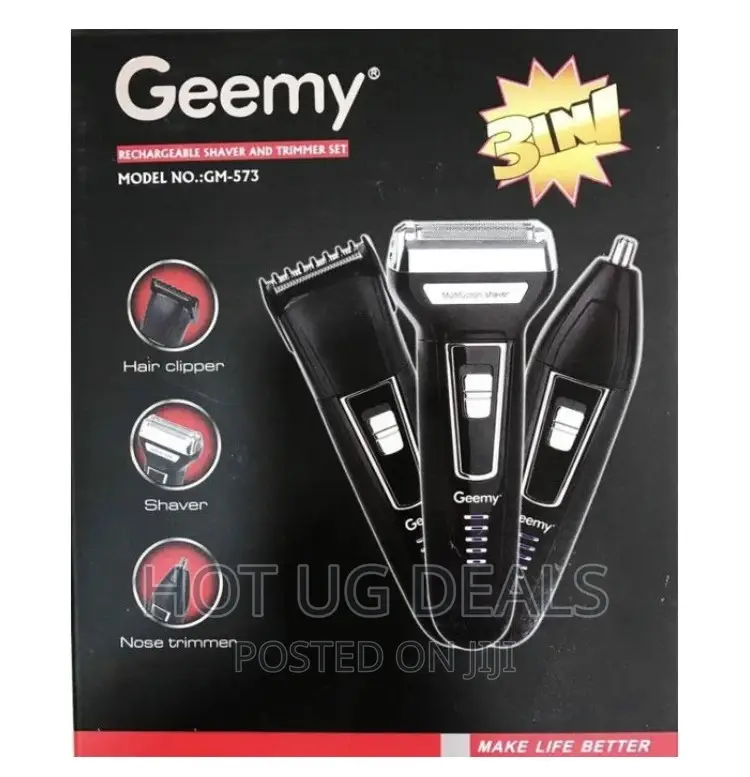 Geemy 3in1 Rechargeable Shaver Trimmer Hair Clipper- Black