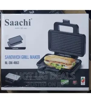 Saachi Commercial Sandwich Maker Press Grill Machine- Black