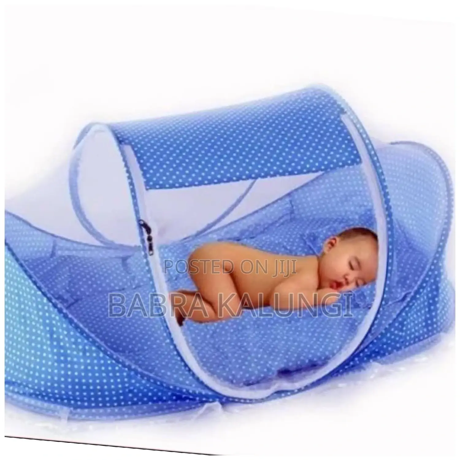 Portable Baby Travel Bed With Mosquito Net_ Blue