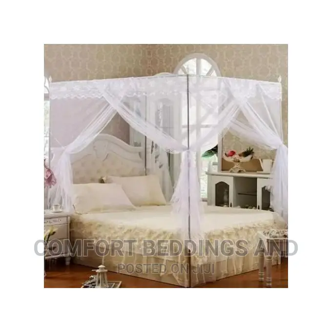Metallic Stands Mosquito Net White