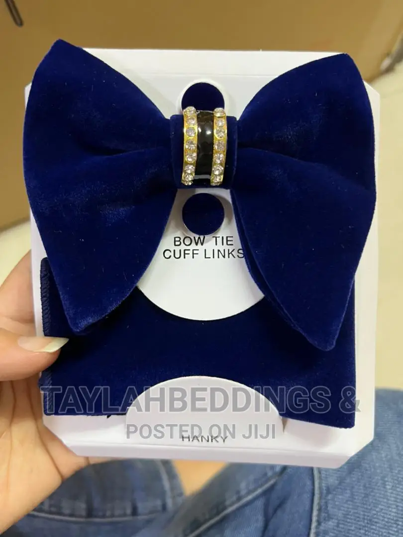 Men's Red VELVET Gold Oversized Butterfly Bowtie Big Bow Tie