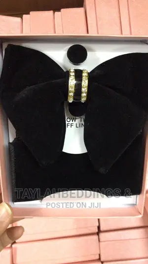 Men's Red VELVET Gold Oversized Butterfly Bowtie Big Bow Tie