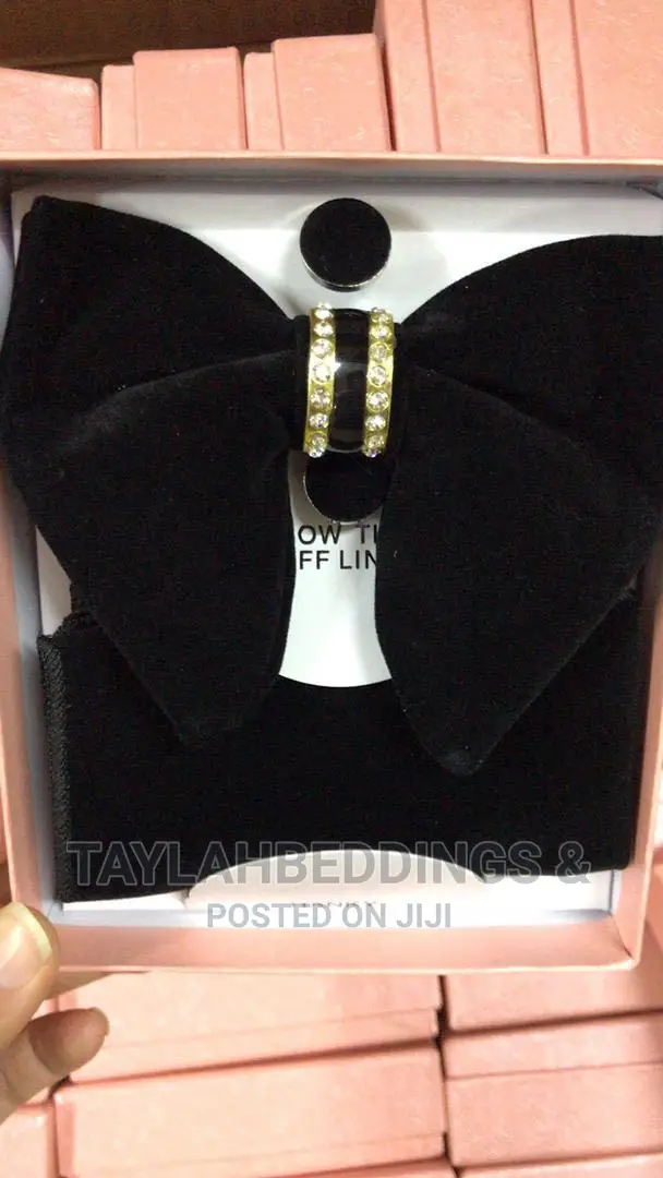 Men's Red VELVET Gold Oversized Butterfly Bowtie Big Bow Tie