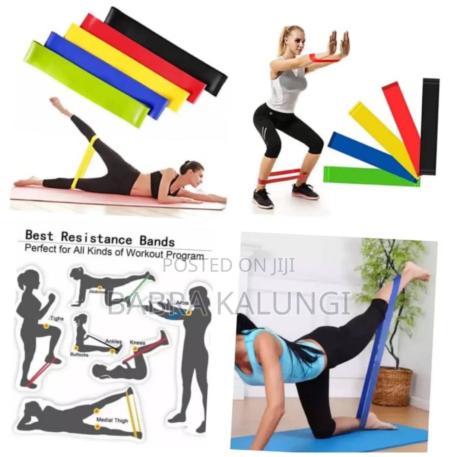 5 Piece Fitness Exercise Resistance Band Belt _ Multi Colors