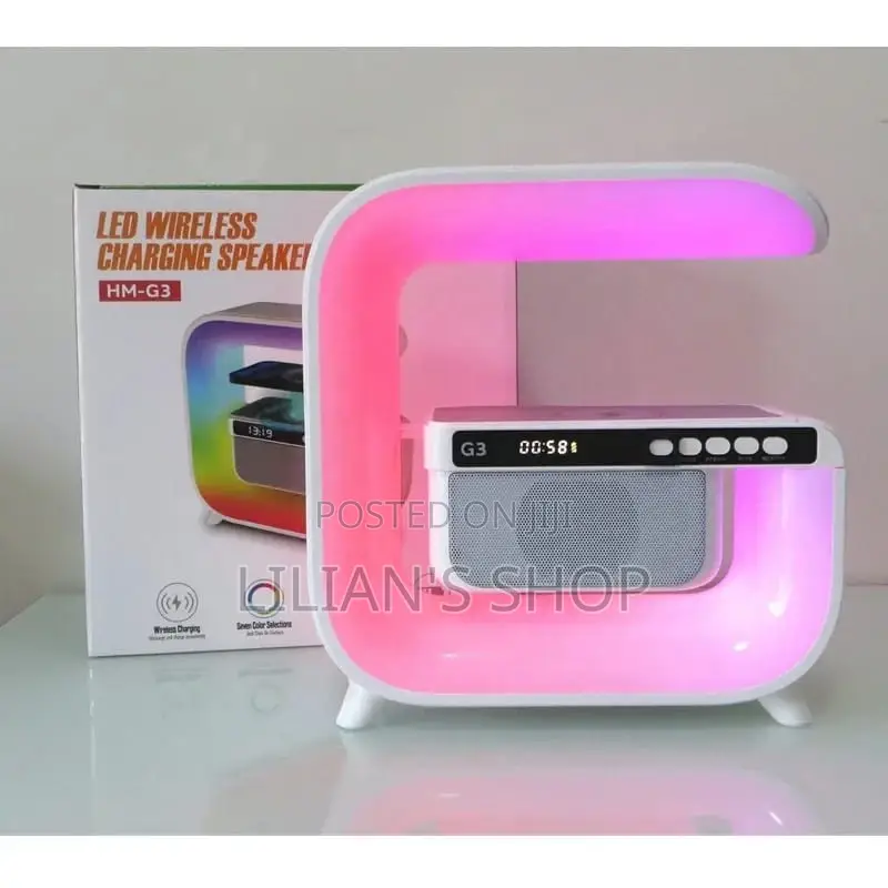 Multifunction G Shaped Light Wireless Charge Alarm Clock 15W