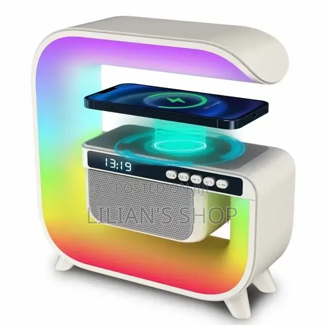 Multifunction G Shaped Light Wireless Charge Alarm Clock 15W