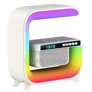 Multifunction G Shaped Light Wireless Charge Alarm Clock 15W