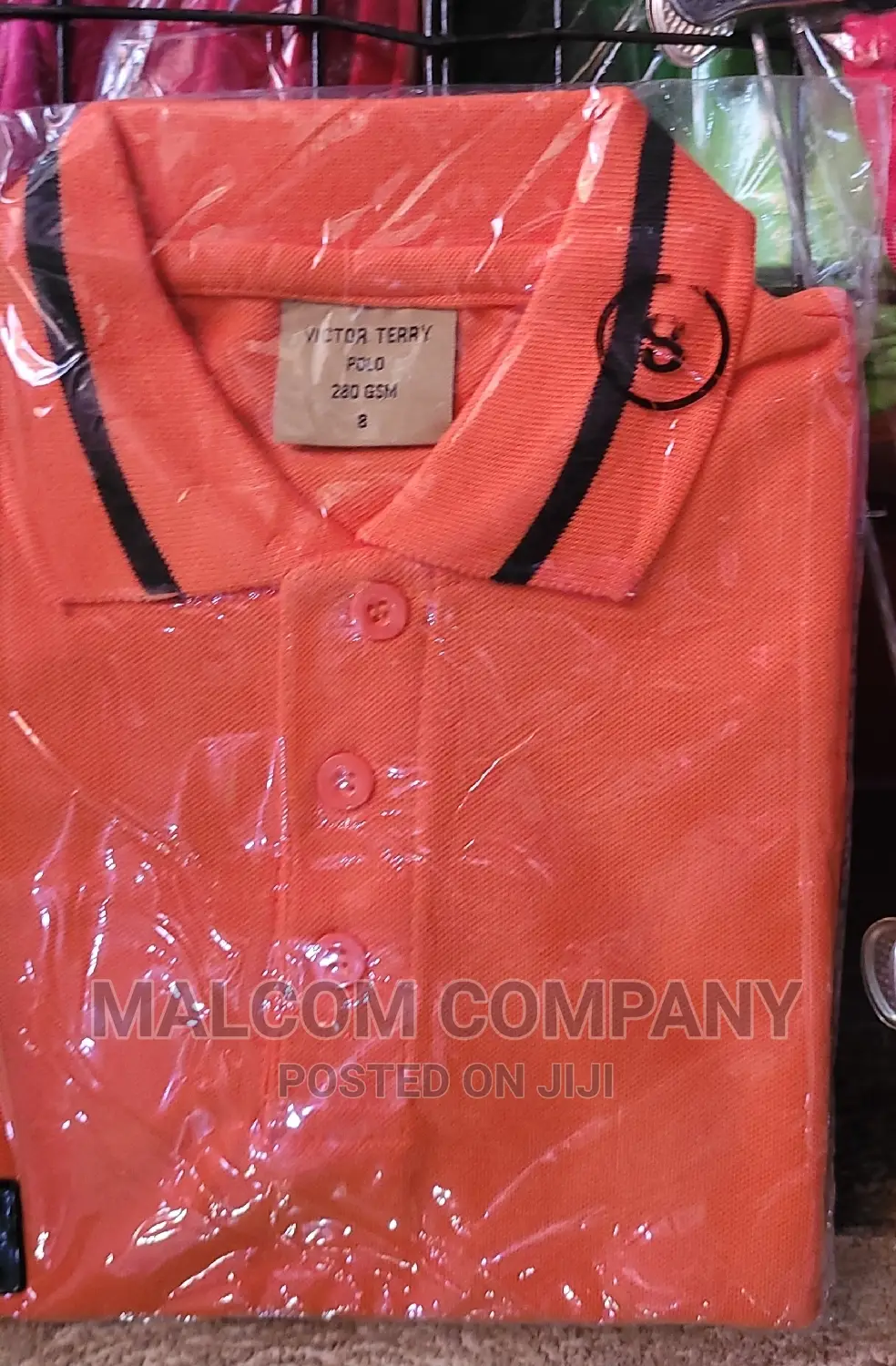 Orange School Collar T Shirt