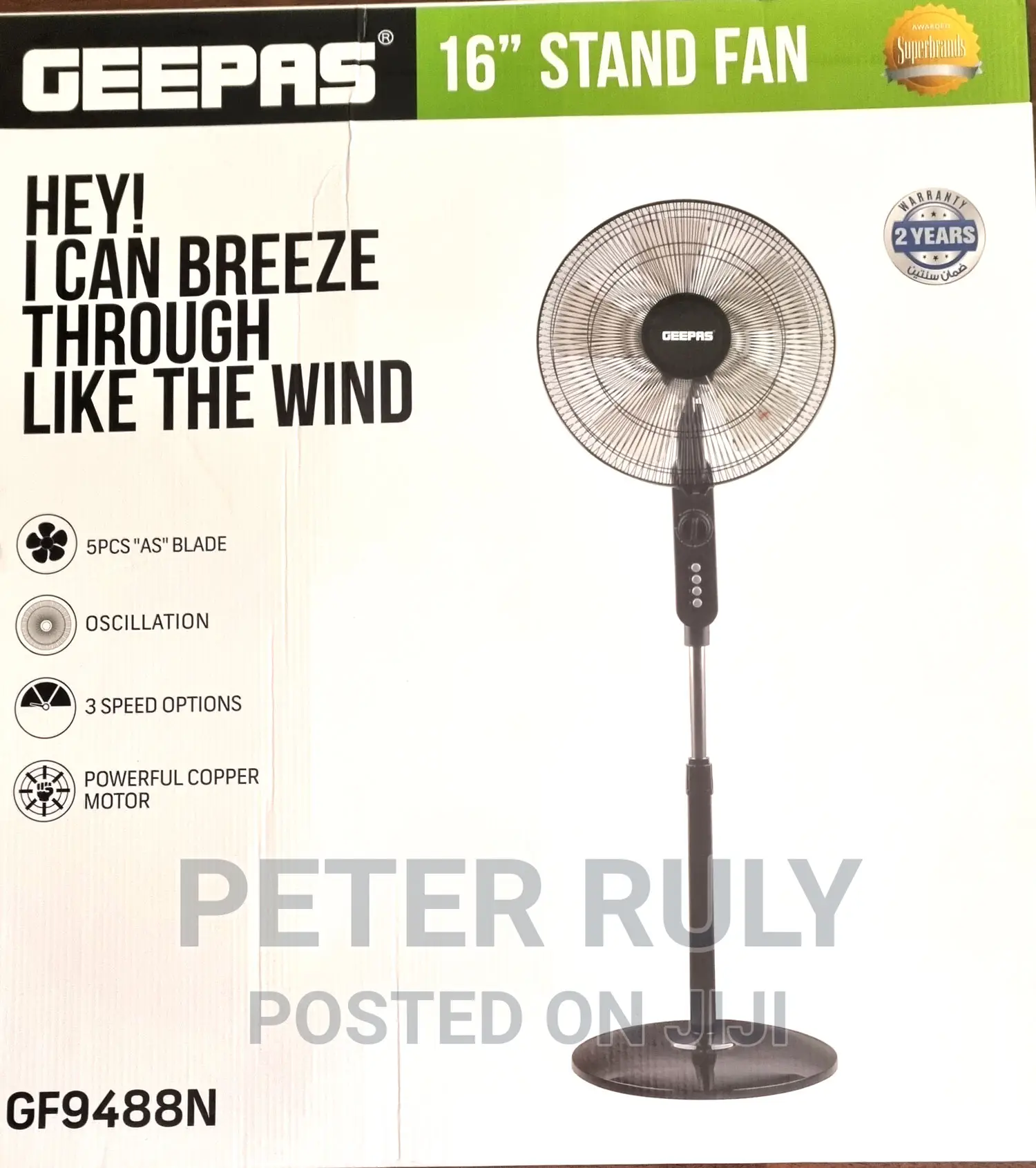 Geepas 16-Inches Stand Fan Gf9488 New in Box