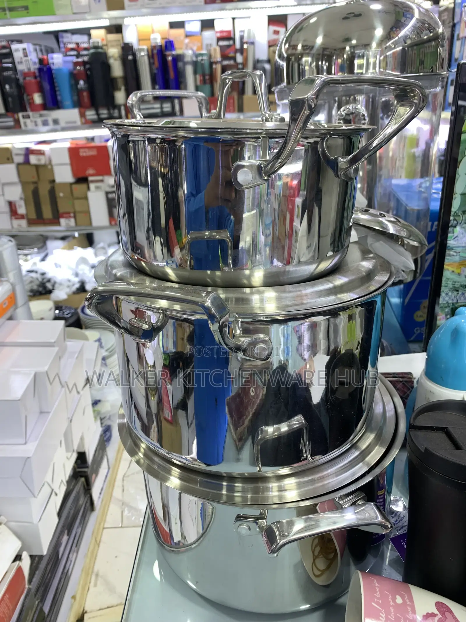 Heavy Stainless 3pc Set Cookware Serving Dishes