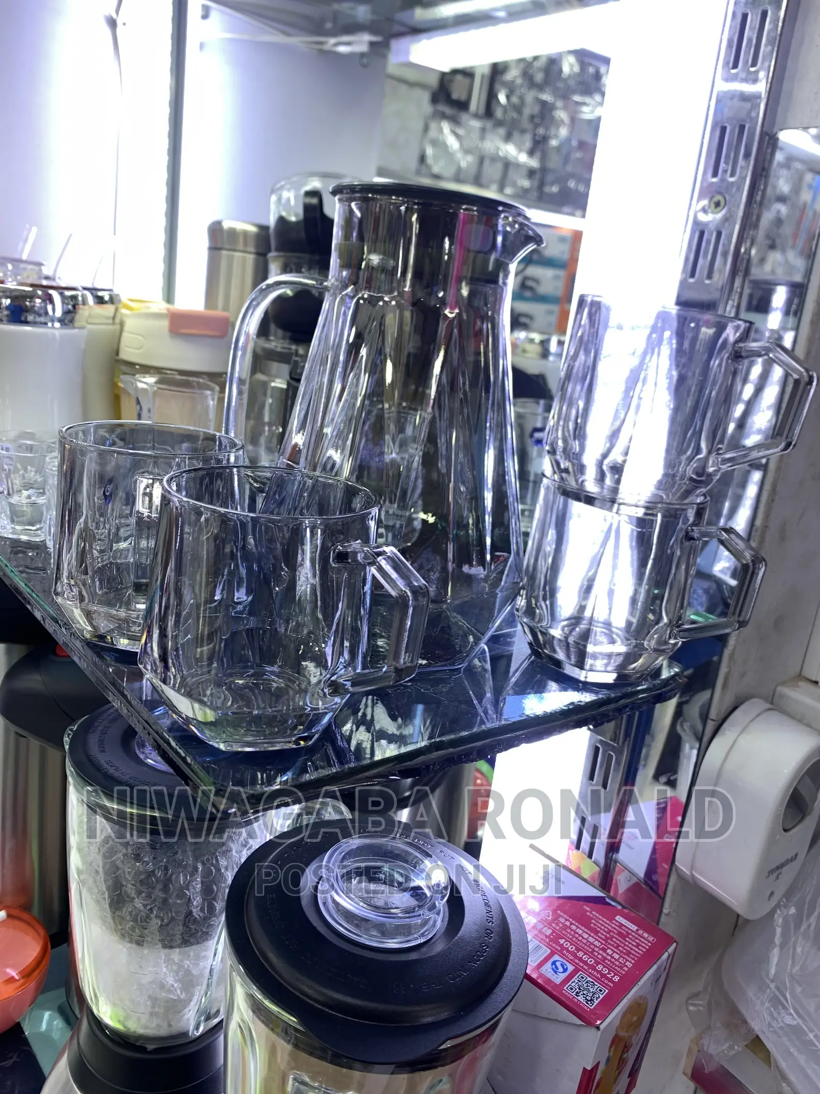 4 Tea Glass Cups With a Kettle Jug Set