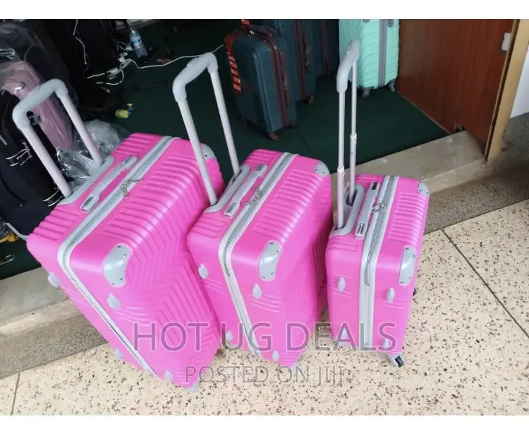 4 Wheel Waterproof Plastic Travel Suitcase Fashion Bag- Pink
