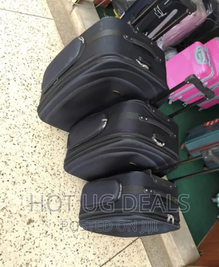 3pcs Fabric Travel Suitcases- Black