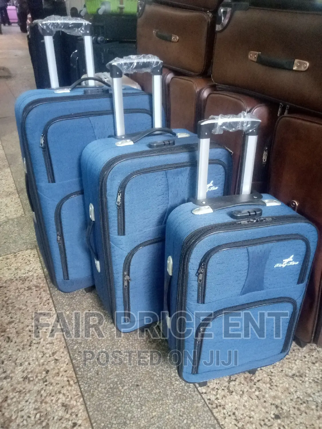 Full Set of Cloth Suitcases. 3bags.( Blue)