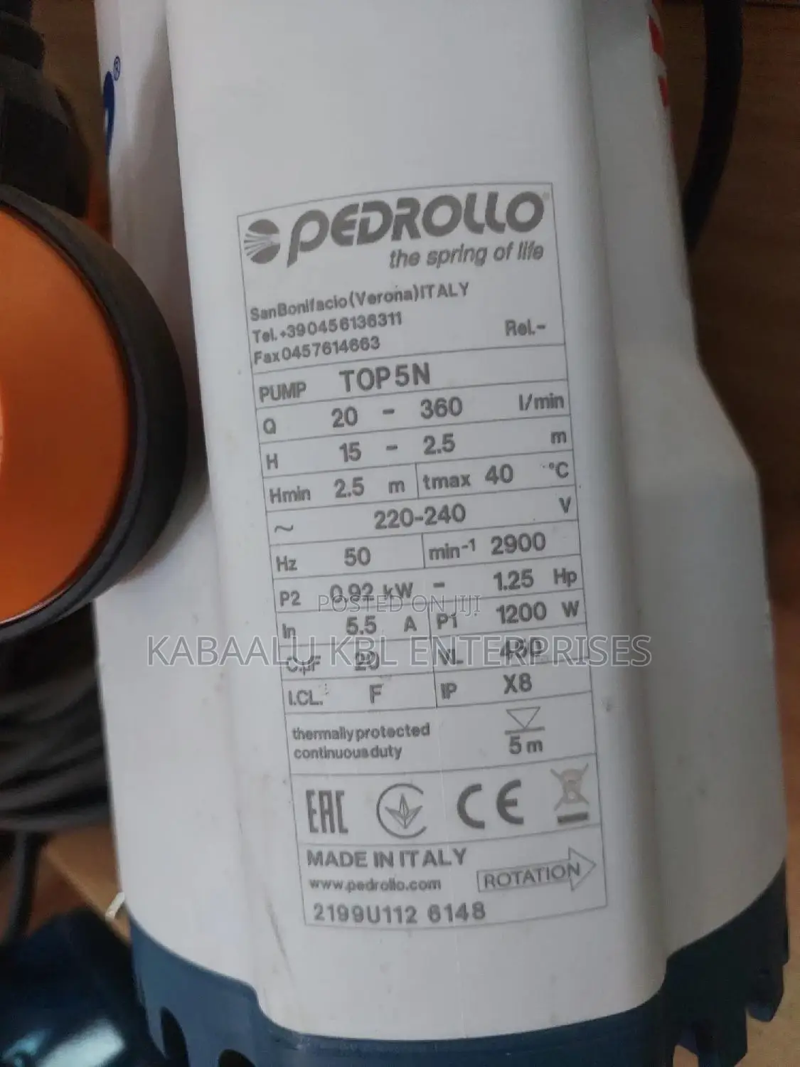 Pedrollo Top Multi 5 Submersible Water Pump for Fountains