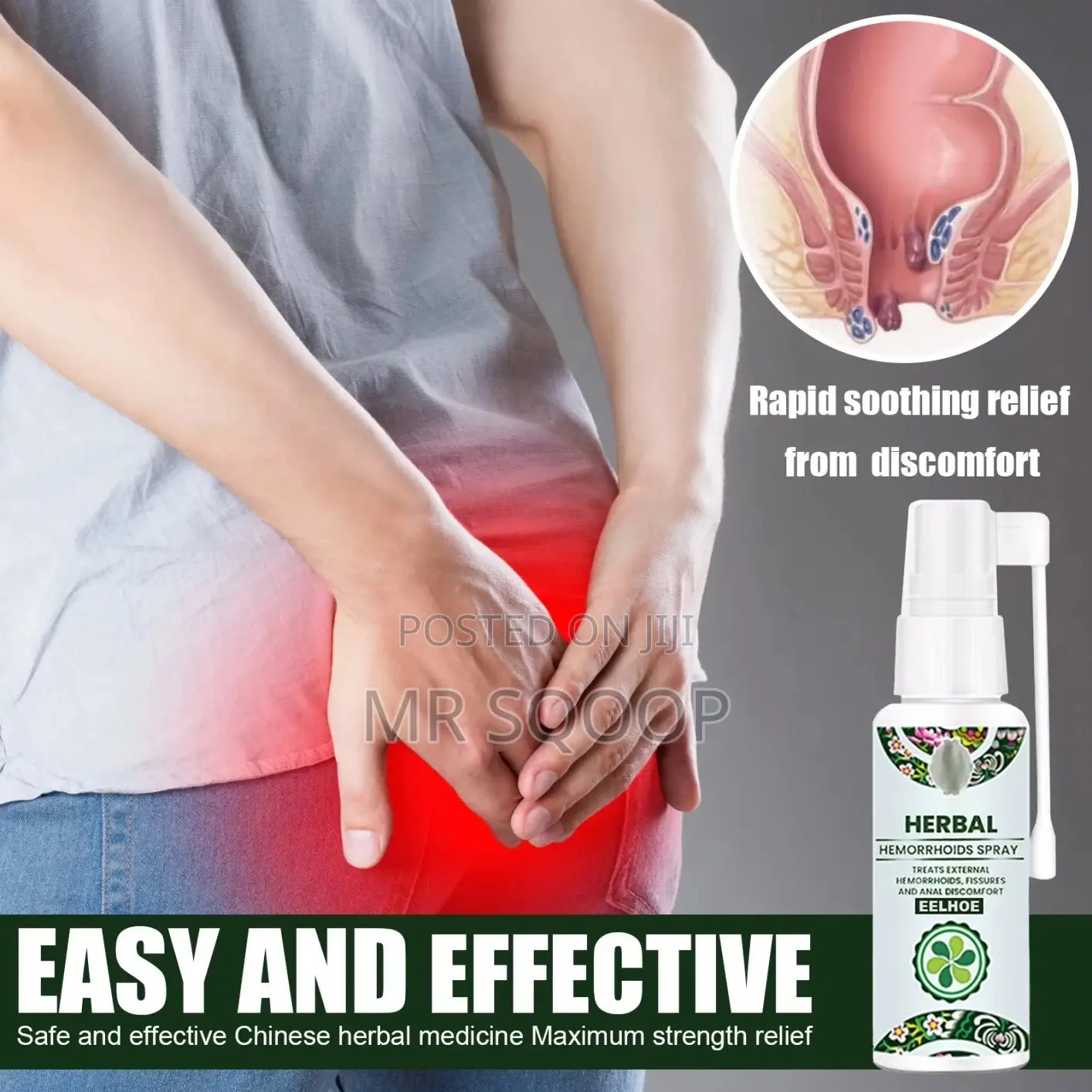 Herbal Hemorrhoids Spray for Piles, Anal Fissures Itching Relief