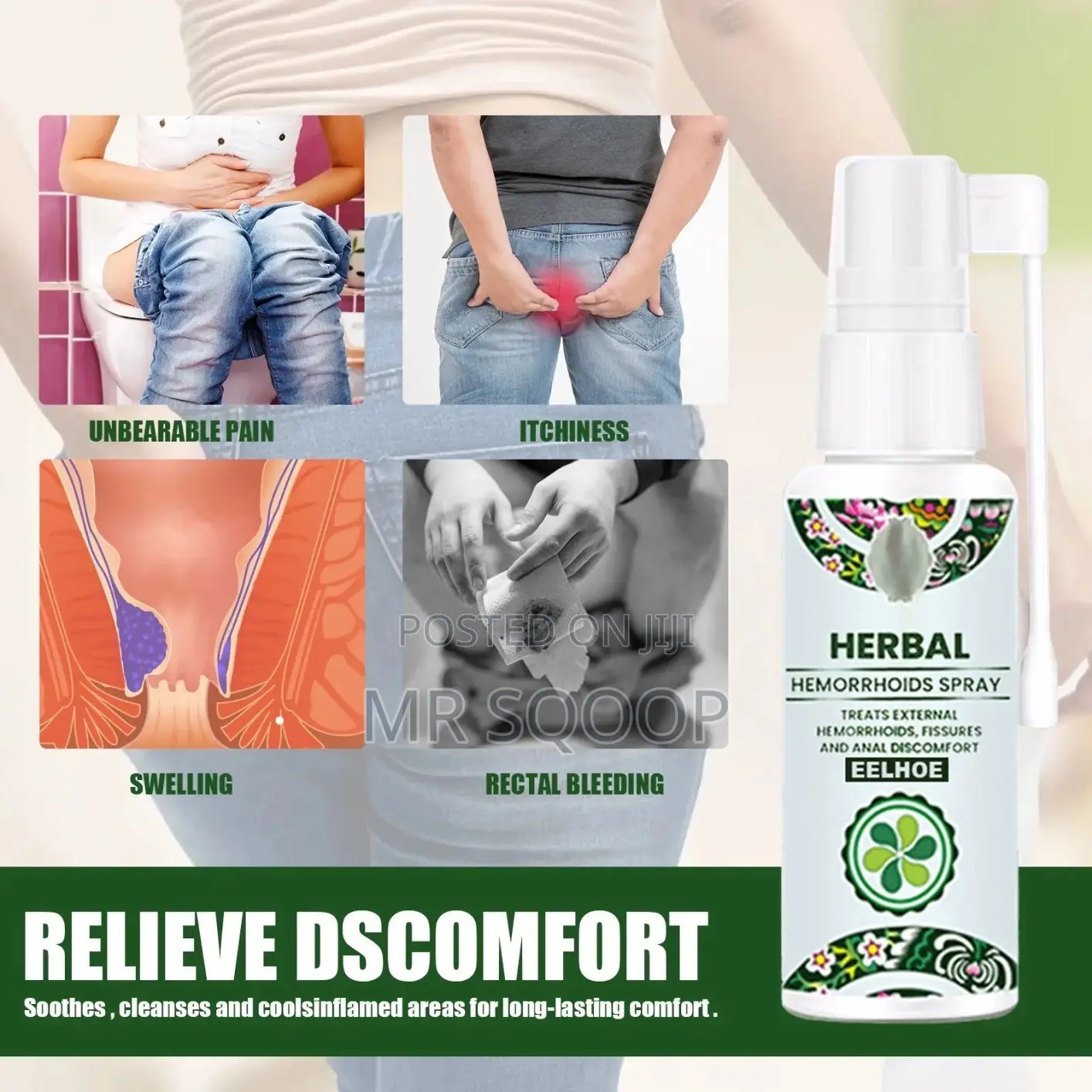 Herbal Hemorrhoids Spray for Piles, Anal Fissures Itching Relief