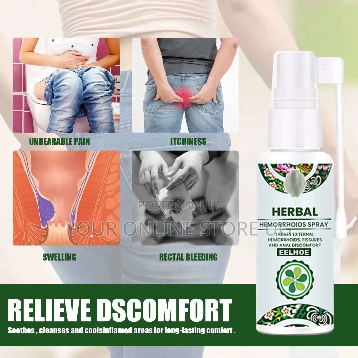 Herbal Hemorrhoids Spray for Piles, Anal Fissures Itching Relief