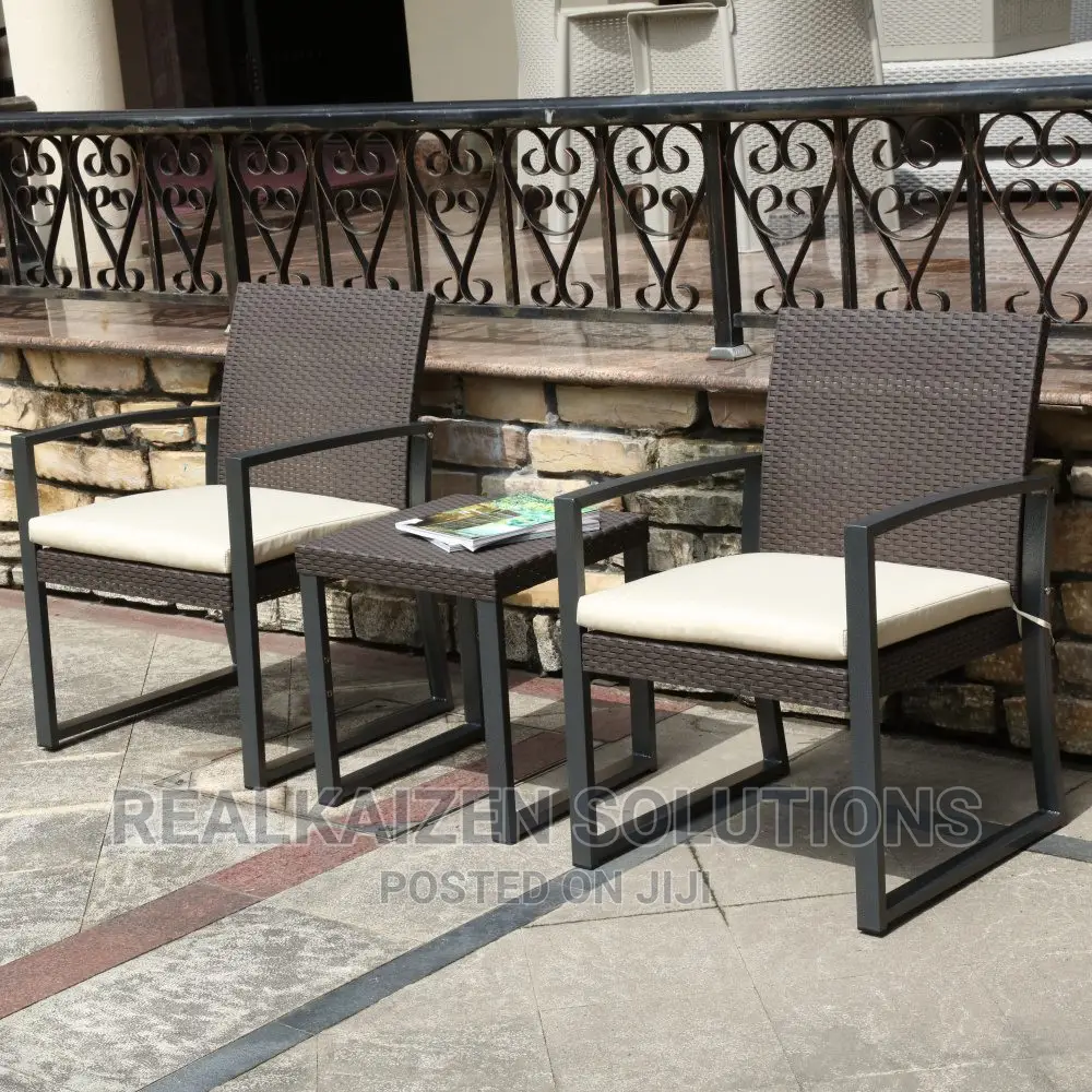 3pc Rattan Style Garden Bistro Set Armchairs Tea Table Set