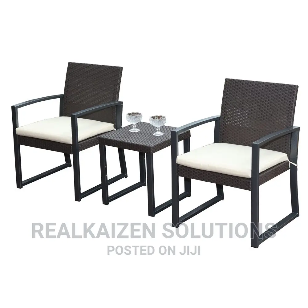 3pc Rattan Style Garden Bistro Set Armchairs Tea Table Set