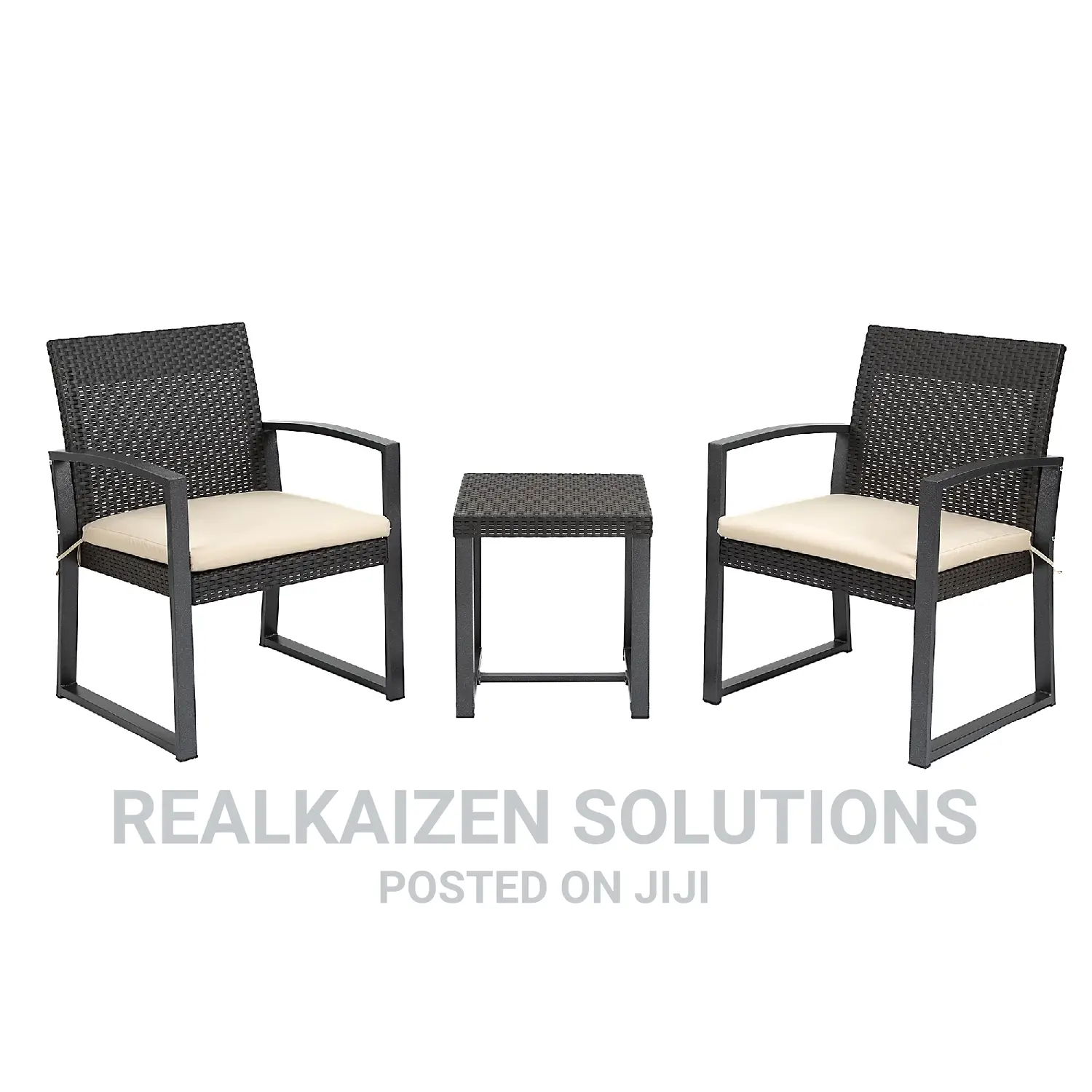 3pc Rattan Style Garden Bistro Set Armchairs Tea Table Set