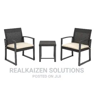 3pc Rattan Style Garden Bistro Set Armchairs Tea Table Set