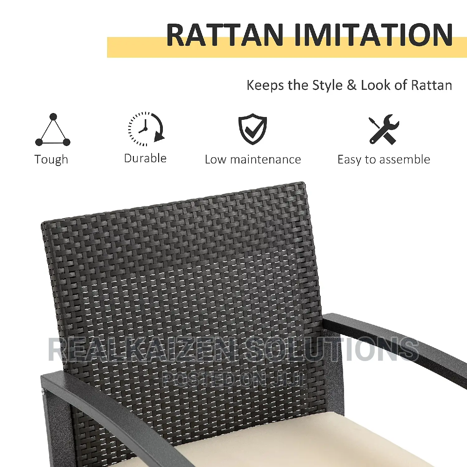 3pc Rattan Style Garden Bistro Set Armchairs Tea Table Set