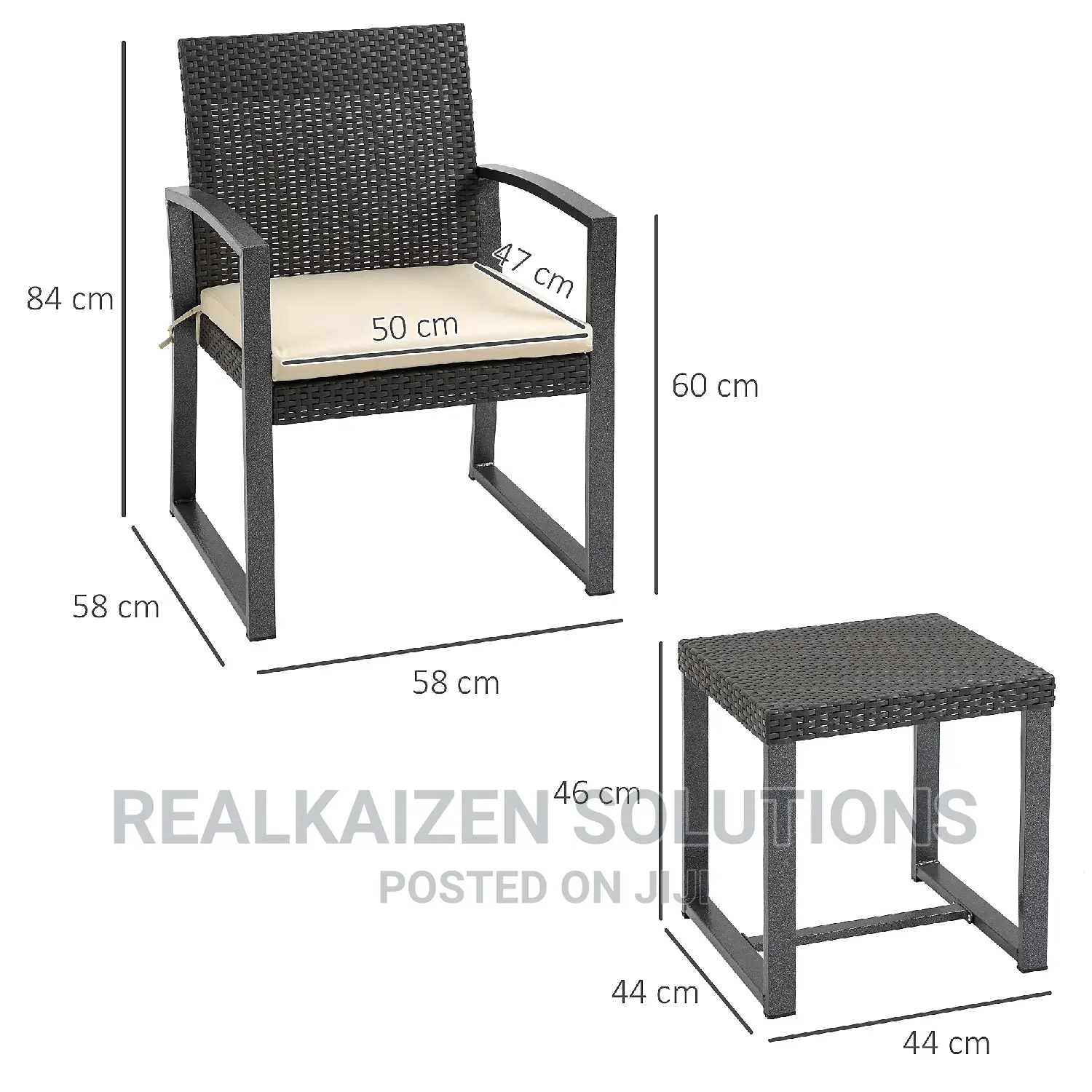 3pc Rattan Style Garden Bistro Set Armchairs Tea Table Set