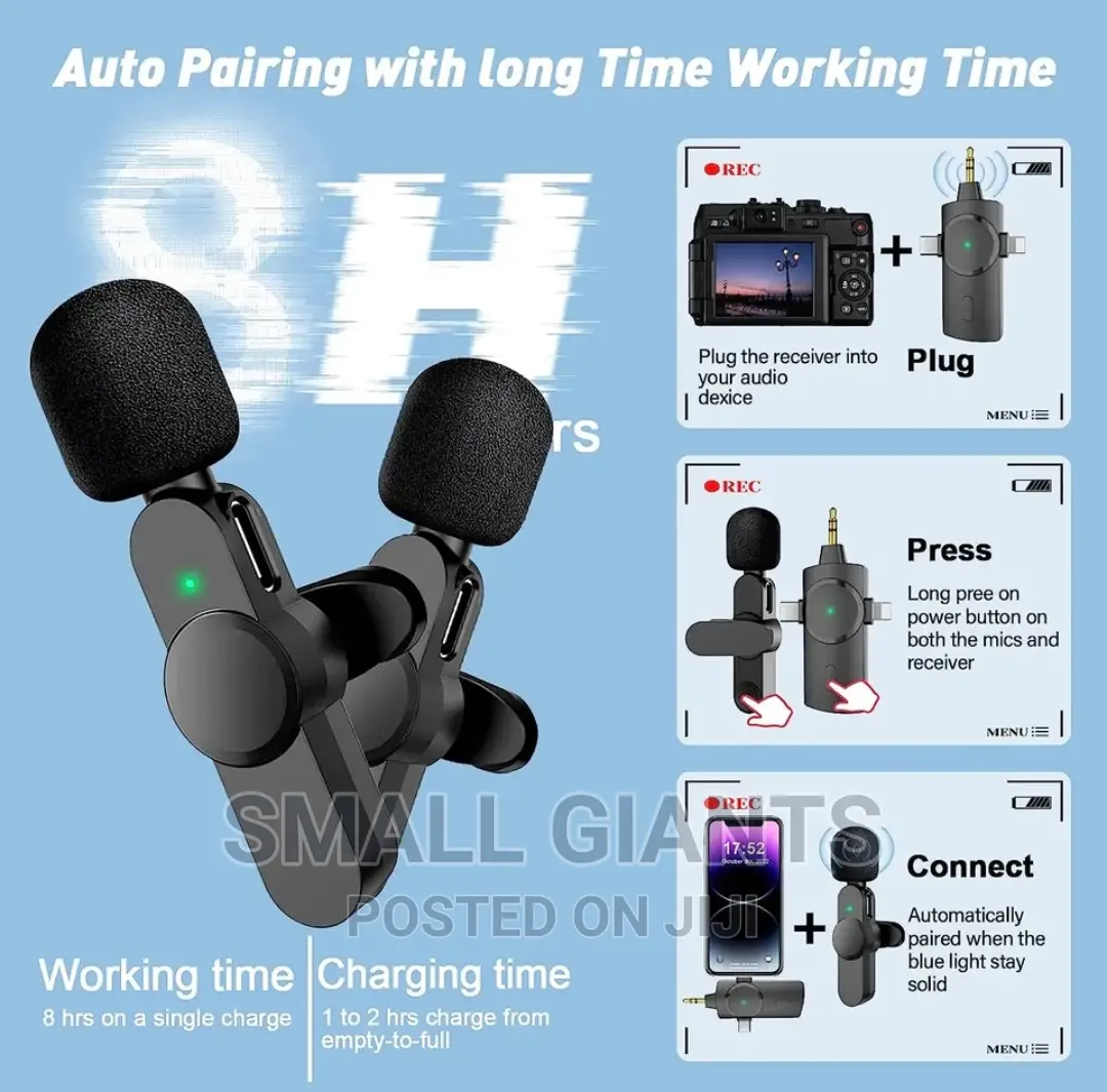 3 In 1 Noise Reduction Lavalier Mini Wireless Microphone