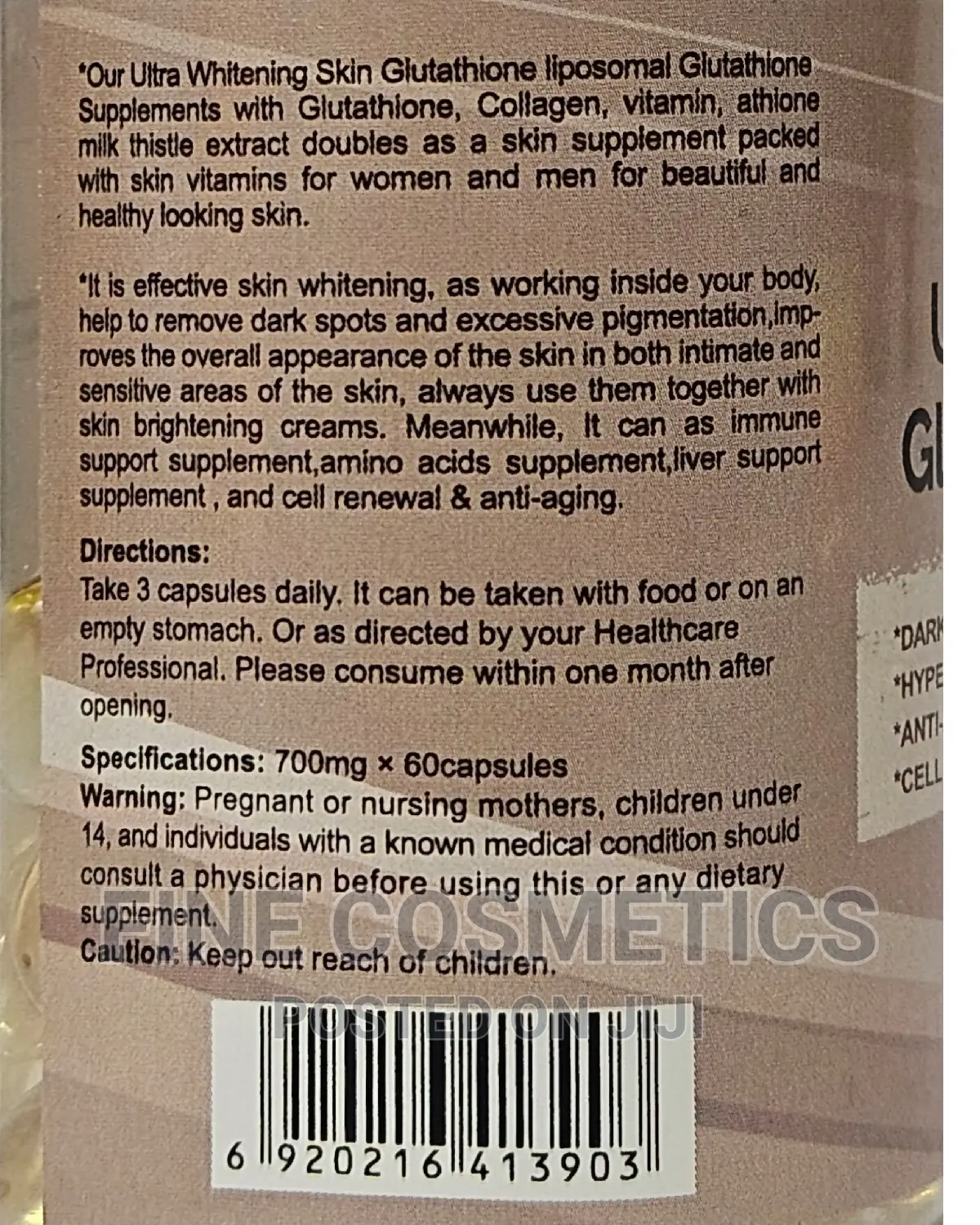Ultra Skin Whitening Liposomal Glutathione + Collagen 60caps
