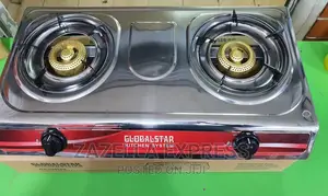 Global Star Double Burner Gas Stove Stainless Steel – White
