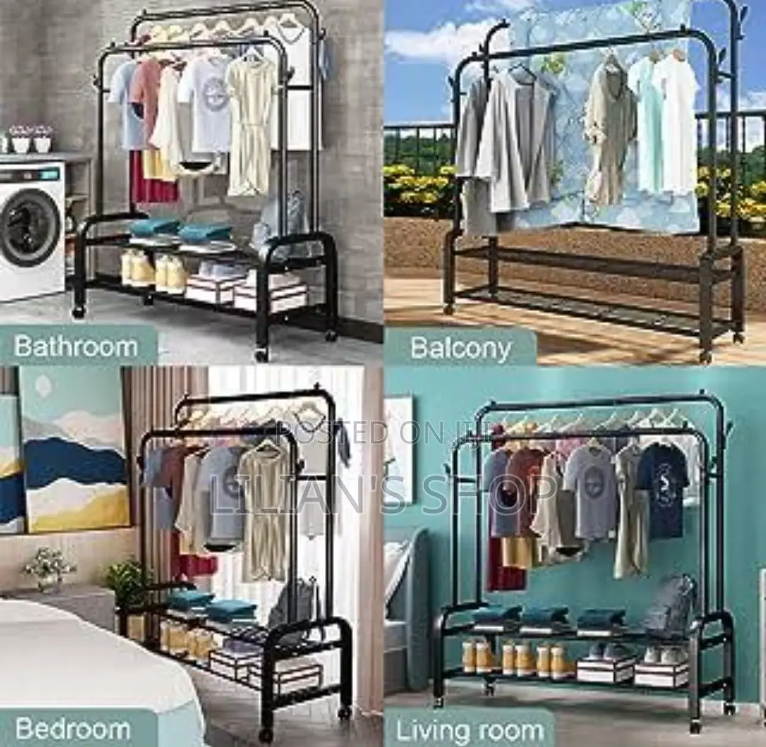 Multifunction Metallic Shoe and Clothes Rack With Wheels