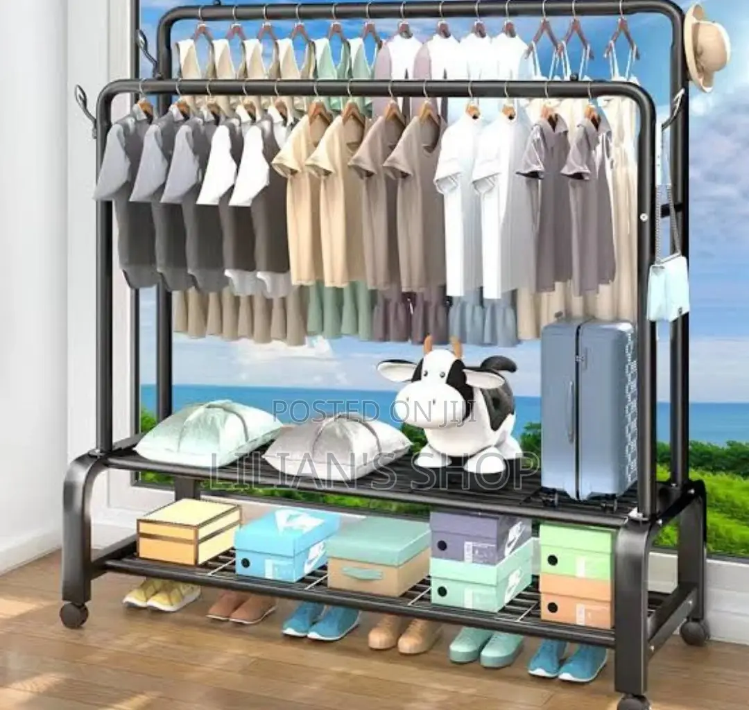 Multifunction Metallic Shoe and Clothes Rack With Wheels
