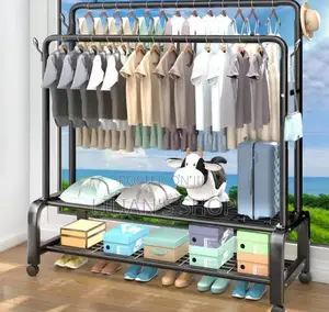 Multifunction Metallic Shoe and Clothes Rack With Wheels