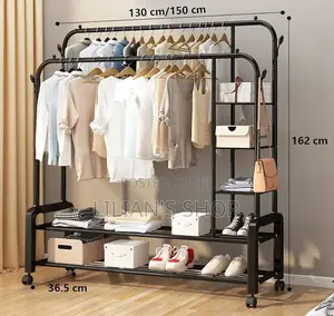 Multifunction Metallic Shoe and Clothes Rack With Wheels