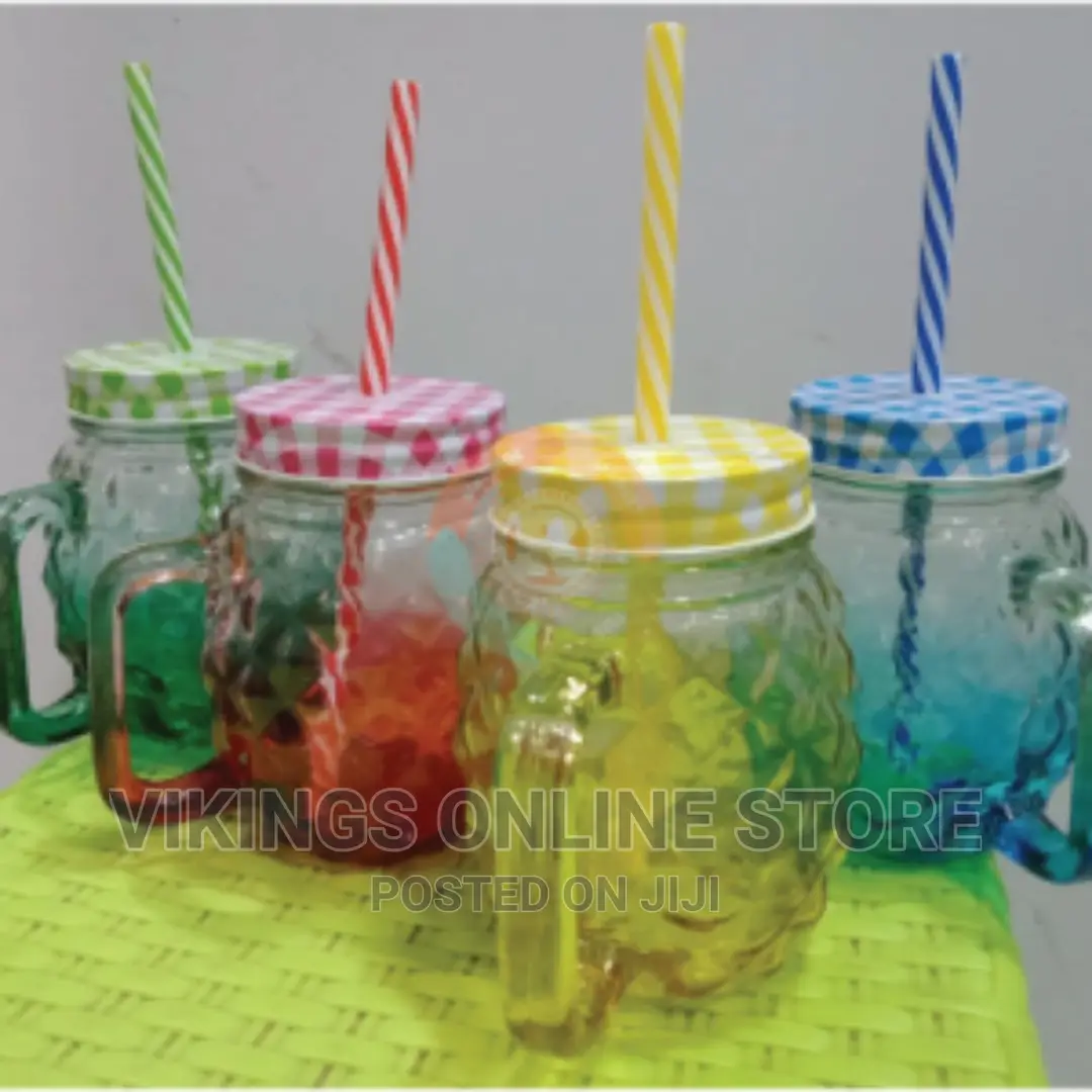 Mason Jar With Drinking Straw