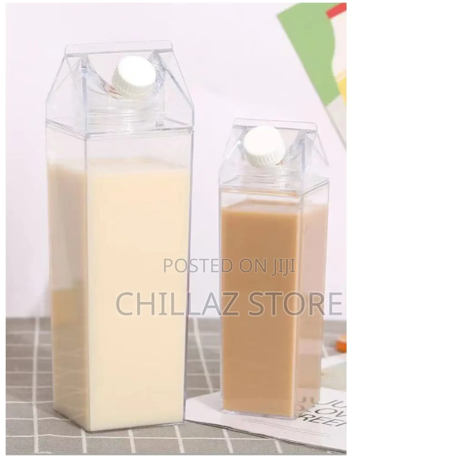 Transparent Carton Milk Bottles.