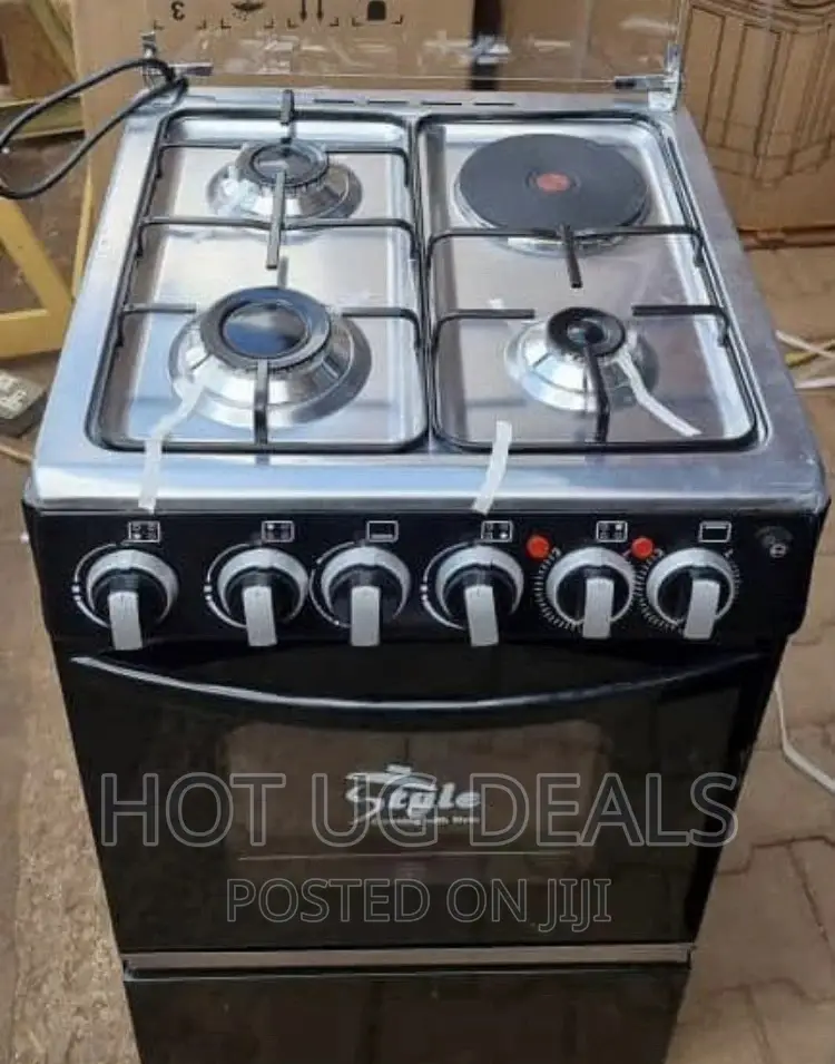 Style Cooker 3gas 1 Electric 50cmx50cm Electric Oven- Black