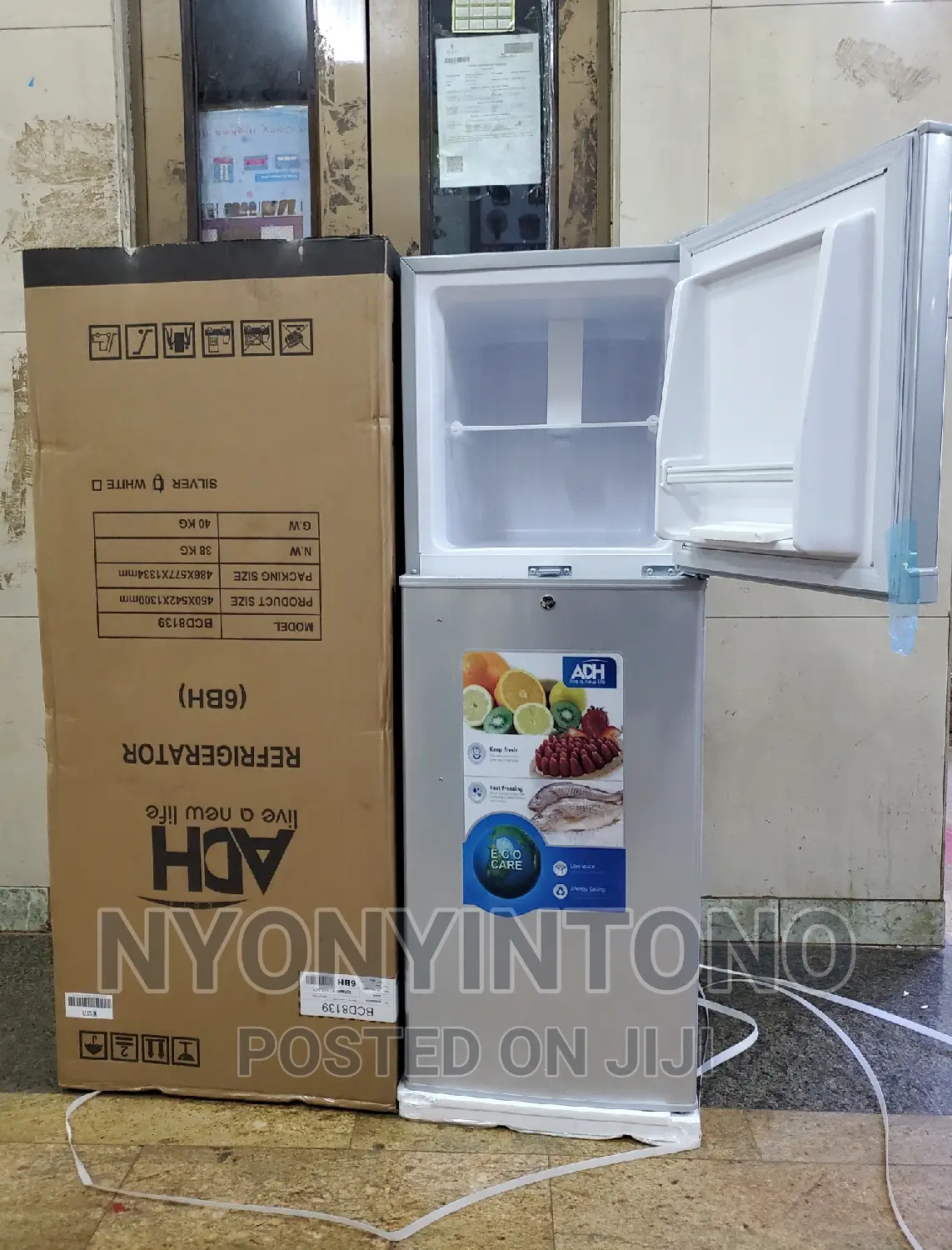 Adh Double Door Refrigerator 168liters With 2years Warranty