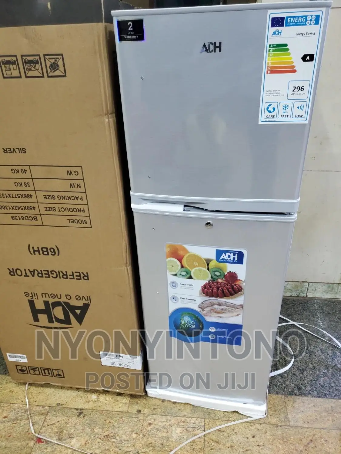 Adh Double Door Refrigerator 168liters With 2years Warranty
